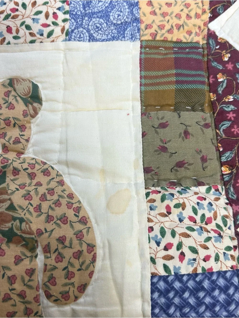 Vintage Teddy Bear Quilted Quilt Blanket 50x60 Nursery Read Description